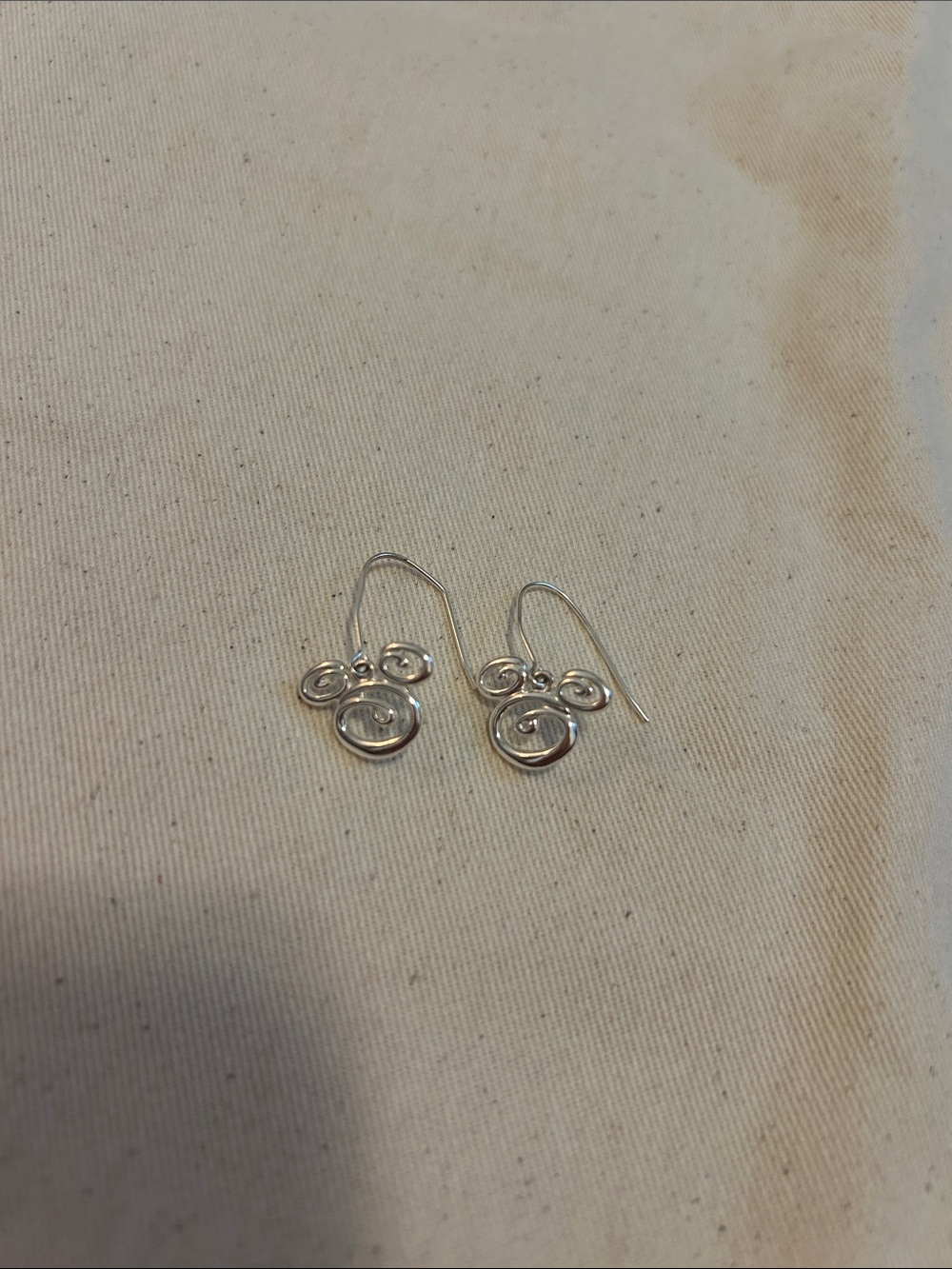 Disney Silver Tone Mickey Mouse Wire Hoop Drop Earrings